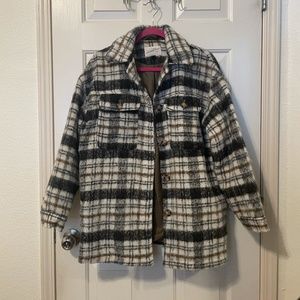 Universal Thread Women’s Brushed Oversized Shacket in Brown Plaid